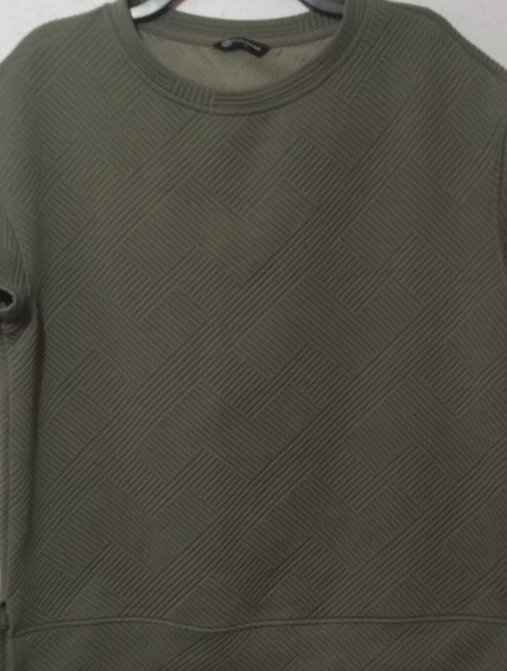 Textured Olive Crewneck Sweater for Women